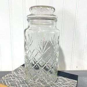 Planters Peanuts clear Glass Jar‎ with Hermetic Seal Lid 1983 Mr. Peanut